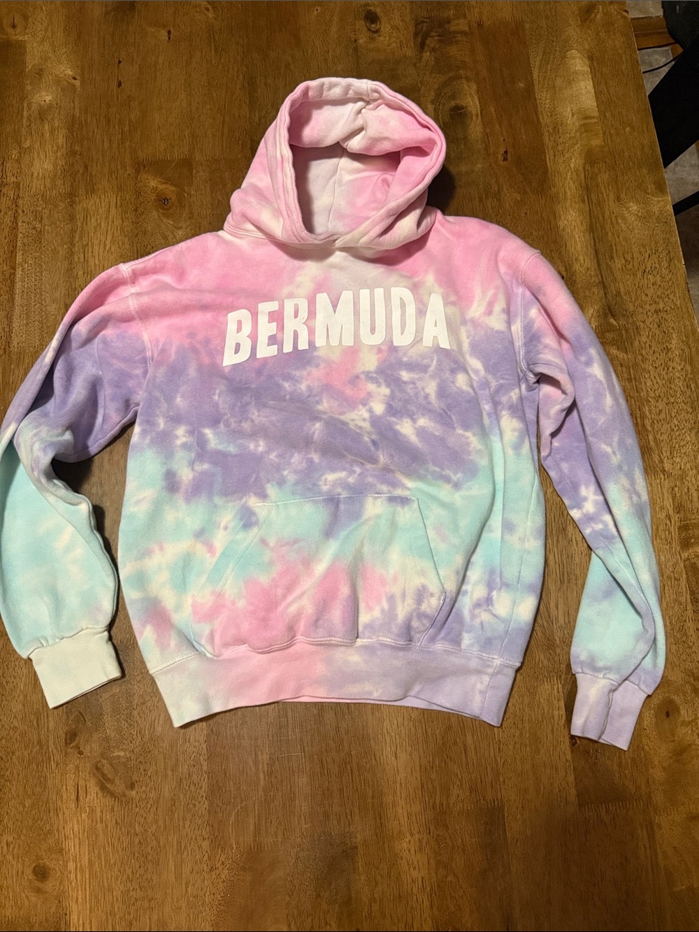 Bermuda Tie-Dye Crewneck Hoodie Sweater - Pastel Pink/Purple/Blue